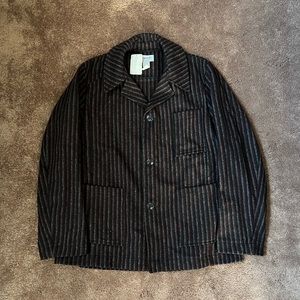 Monitaly Copa Jacket Wool Stripe Burgundy/Black/Gray Size Large Tailored Blazer